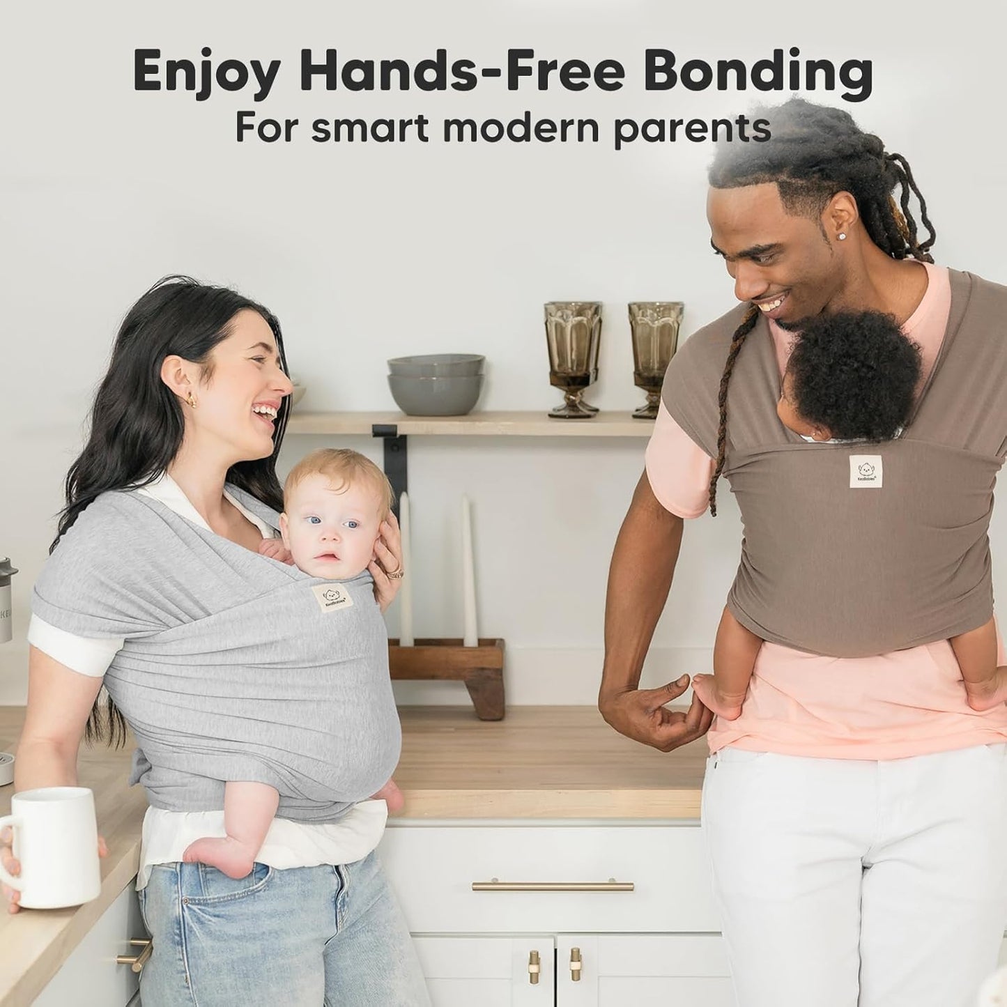 KeaBabies Baby Wrap Carrier - All in 1 Original Baby Carrier Newborn To Toddler Sling, Easy to Wear, Hands Free Bonding, Lightweight, Breathable Infant Wraps (Trendy Black)