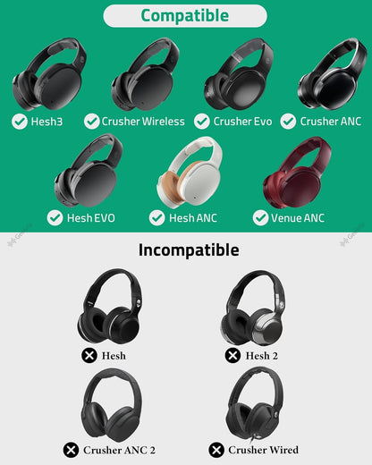 Geekria QuickFit Replacement Ear Pads Compatible with Skullcandy Crusher Wireless/Evo/ANC, Hesh 3/EVO/ANC, Venue ANC Headphones, Ear Cushions (Brown)