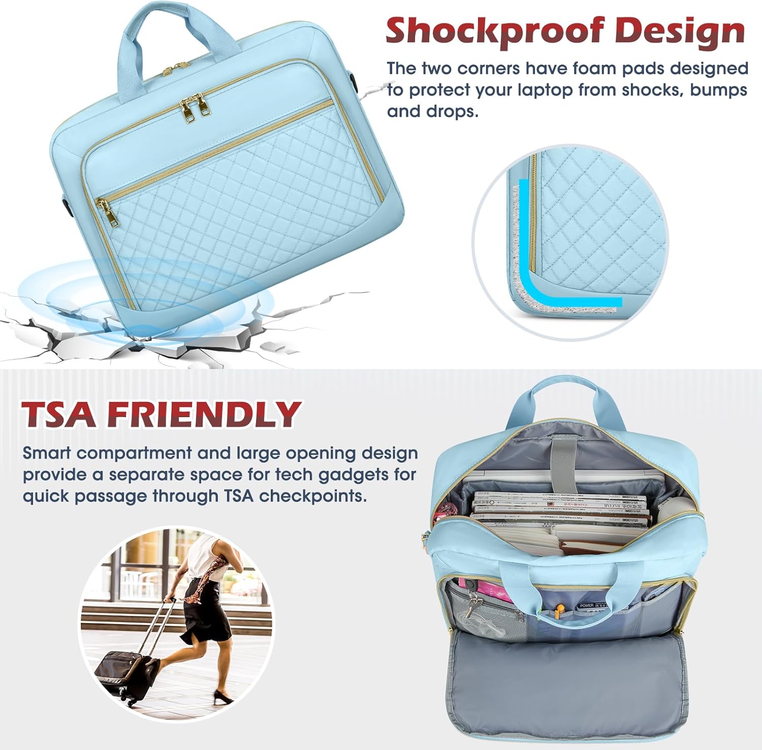 Laptop Bag 17 Inch Laptop Briefcase for Women Waterproof Computer Messenger Bag Professional Laptop Case for Business Work - PuriLite