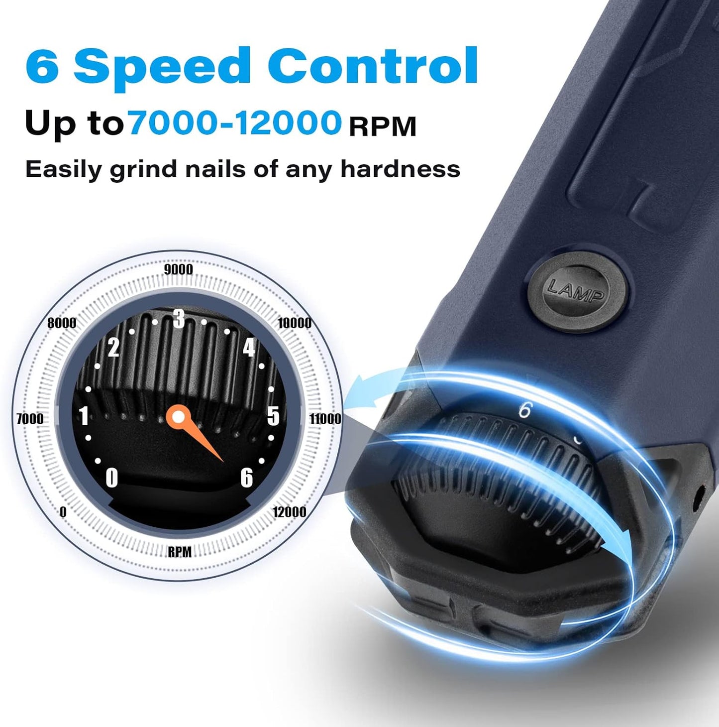 Casfuy 6-Speed Dog Nail Grinder Newest - Super Quiet Pet Nail Grinder Rechargeable Electric Dog Nail Trimmer Professional Paws Grooming & Smoothing Tool for Large Medium Small Dogs (Bright Blue)