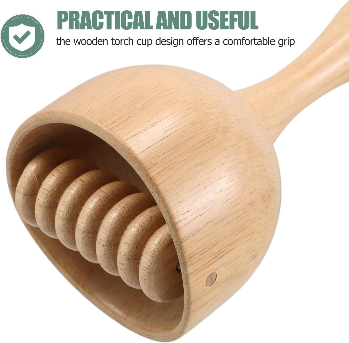 Generic Wood Massage Cup with Roller, Wooden Cupping Tool for Home Use and Facial Massage