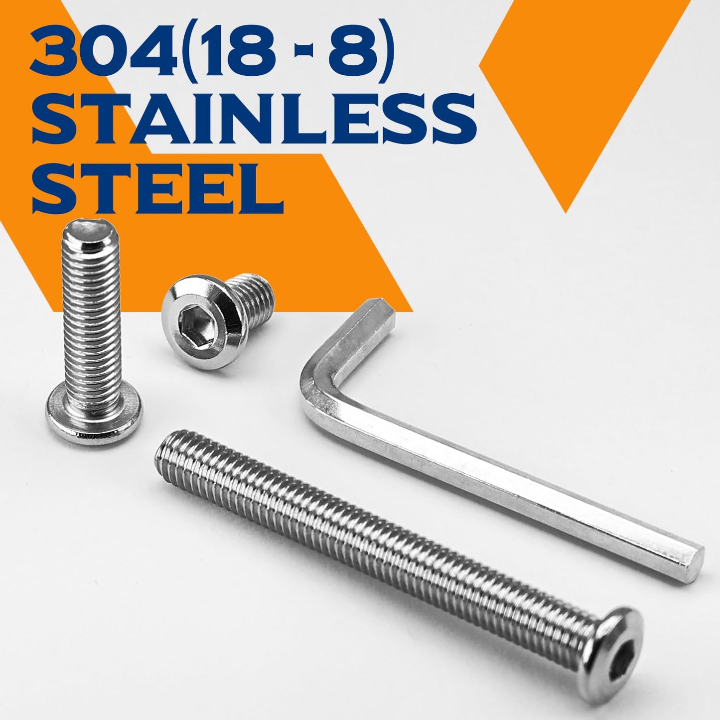 M8 x 16mm 20 PCS Flat Head Hex Socket Cap Screws Bolt, Furniture Bolts, 304 Stainless Steel 18-8, Full Thread (with Hex Spanner)