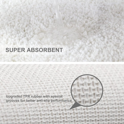 Bathroom Rugs Set 2 Pieces - Bath Rugs Ultra Soft Absorbent Non-Slip Fluffy Thick Microfiber Cozy Bath Mats Set for Tub Shower Bathroom Floors Accessories, 20"x32" & 16"x24" Set of 2 (Beige)