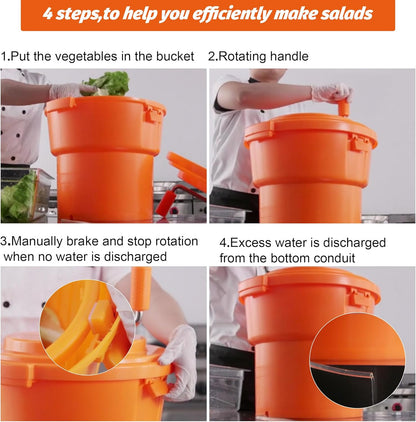 Jiwins Commercial Salad Spinner Large, 5 Gallon/19 Liter Manual Salad Spinner Jumbo Lettuce Spinner Lettuce Dryer-Dries up to 7 Heads of Lettuce