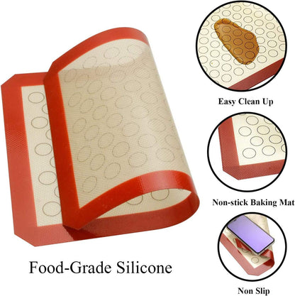 Wildone Baking Sheet with Silicone Mat Set, Set of 4 (2 Sheets + 2 Mats), Wildone Stainless Steel Cookie Sheet Baking Pan with Silicone Mat, Size 18 x 13 x 1 Inch, Non Toxic & Heavy Duty & Easy Clean