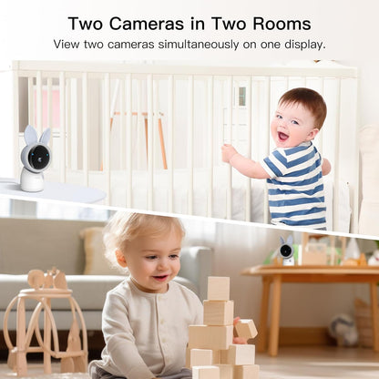 Arenti Baby Monitor 2 Cameras, 2K Smart Baby Camera 2PC with 5-Inch Upgraded Wireless Display 1PC, Super Night Vision, Lullabies, Cry & Motion Detection, Temp & Humidity Sensor, Two Way Audio, ‎Wifi 6