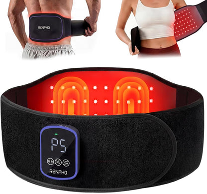 RENPHO Red Light Belt, Heating Pad Massager, Christmas Birthday Gifts Cordless Back Shoulder Waist Brace, Timer, Extension Strap, Gifts for Women Men Mom Dad Her Him