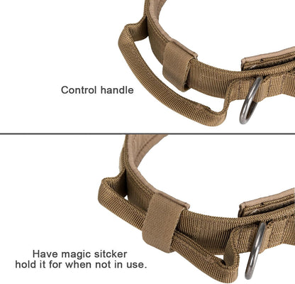 EXCELLENT ELITE SPANKER Tactical Dog Collar Nylon Adjustable K9 Collar Military Dog Collar Heavy Duty Metal Buckle with Handle(Coyote Brown-XL)