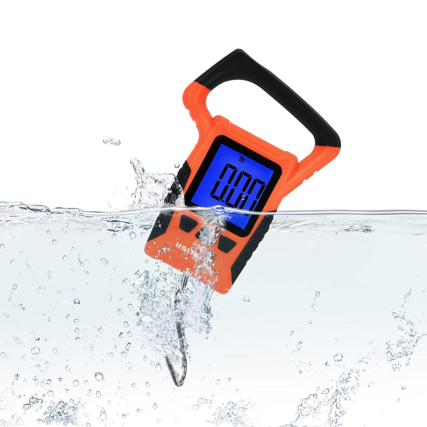 KastKing Fish Scale, WideView Floating Waterproof Digital Scale with No-Puncture Lip Gripper, 2.5” Large LCD Display, 110lb Capacity, Stores up to 9 Weights, Orange