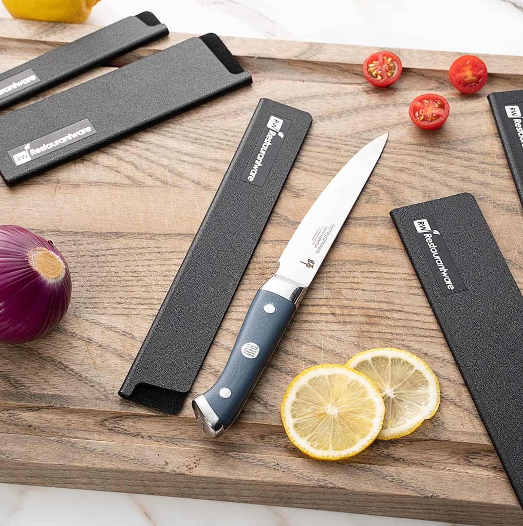 Sensei 8.5 x 1.4 Inch Knife Sleeve, 1 Knife Protector - Fits Fillet Knife, Felt Lining, Black Plastic Knife Blade Guard, Durable, Cut-Proof - Restaurantware