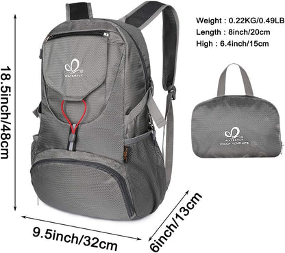 WATERFLY Hiking Backpack 20L Foldable Travel Backpack Lightweight Hiking Daypack for Outdoor Cycling Camping
