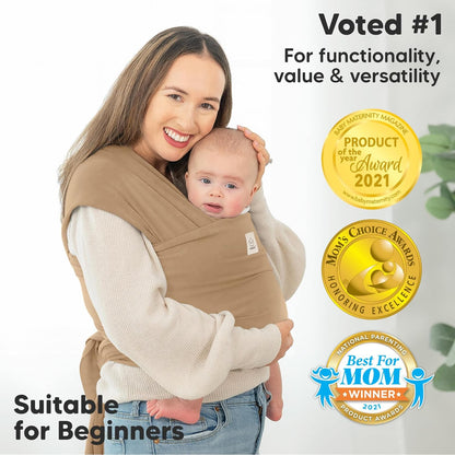 KeaBabies Baby Wrap Carrier - All in 1 Original Baby Carrier Newborn To Toddler Sling, Easy to Wear, Hands Free Bonding, Lightweight, Breathable Infant Wraps (Trendy Black)