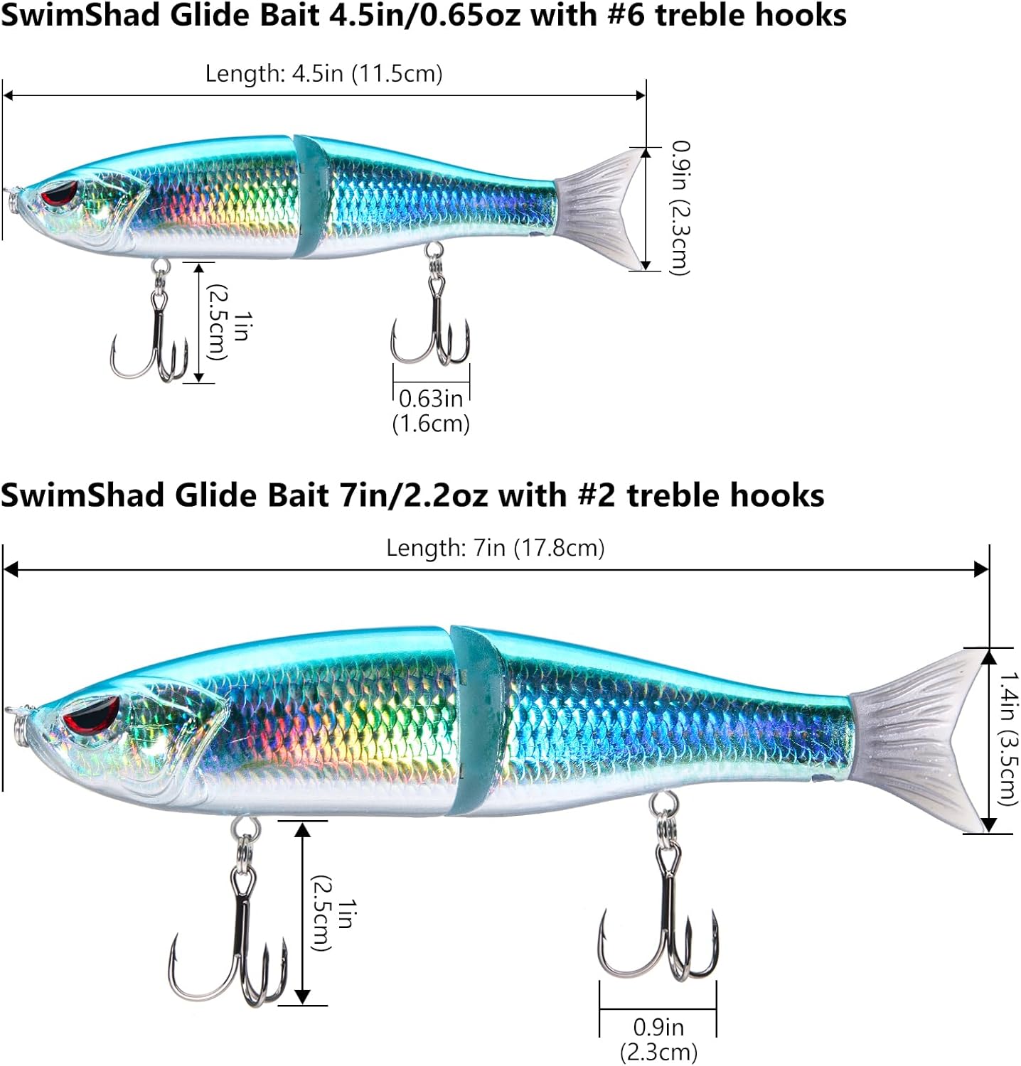 Bassdash SwimShad Glide Baits Jointed Swimbait Bass Pike Salmon Trout Muskie Fishing Lure