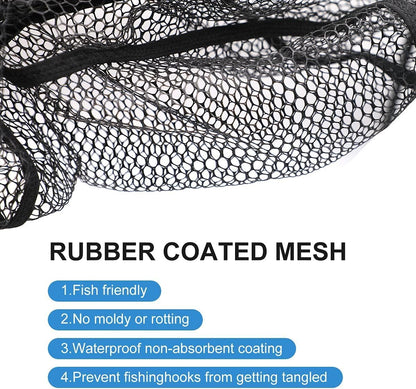 SAN LIKE Fishing Net Telescopic Landing Nets Folding Rubber Fish Net Rubber Coated Landing Net with Adjustable Sturdy Pole Handle for Saltwater Freshwater Bass Trout Fishing Easy Catch & Release