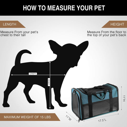 Akinerri Airline Approved Pet Carriers,Soft Sided Collapsible Pet Travel Carrier for Medium Puppy and Cats (Medium, Blue) - PuriLite