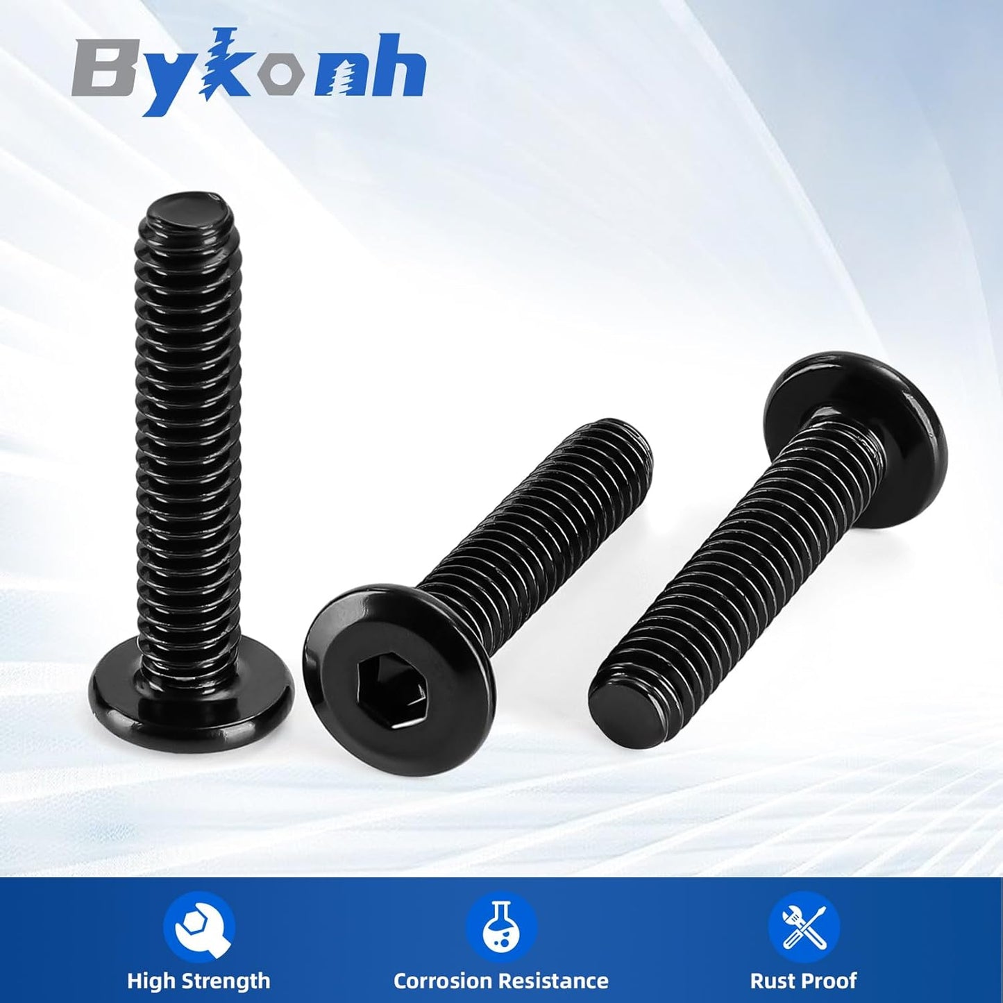 1/4-20 x 1-1/4" Flat Head Hex Socket Cap Screws Bolts, Stainless Steel 18-8 Black Finish, Fully Threaded, 25 PCS