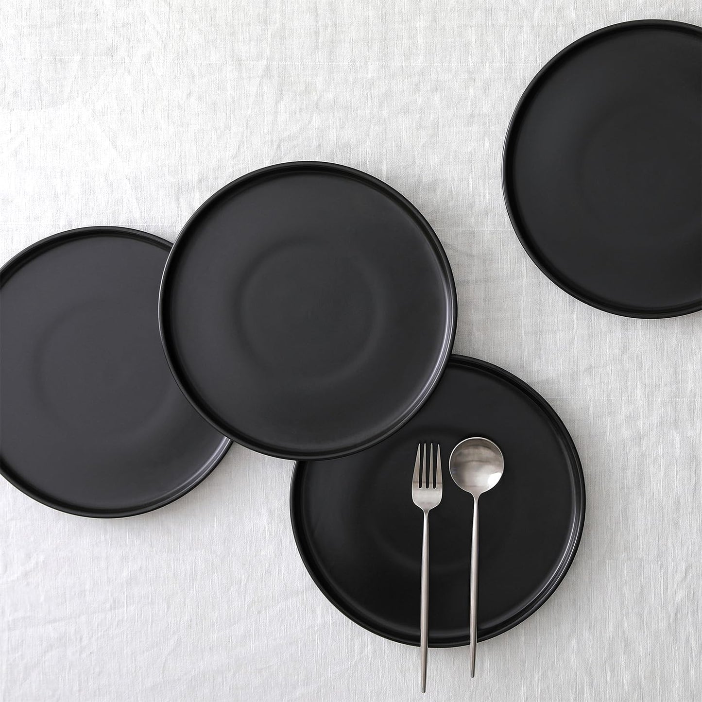 Stone Lain Celina Stoneware 12-Piece Dinnerware Set, Cereal and Pasta Bowls, Black