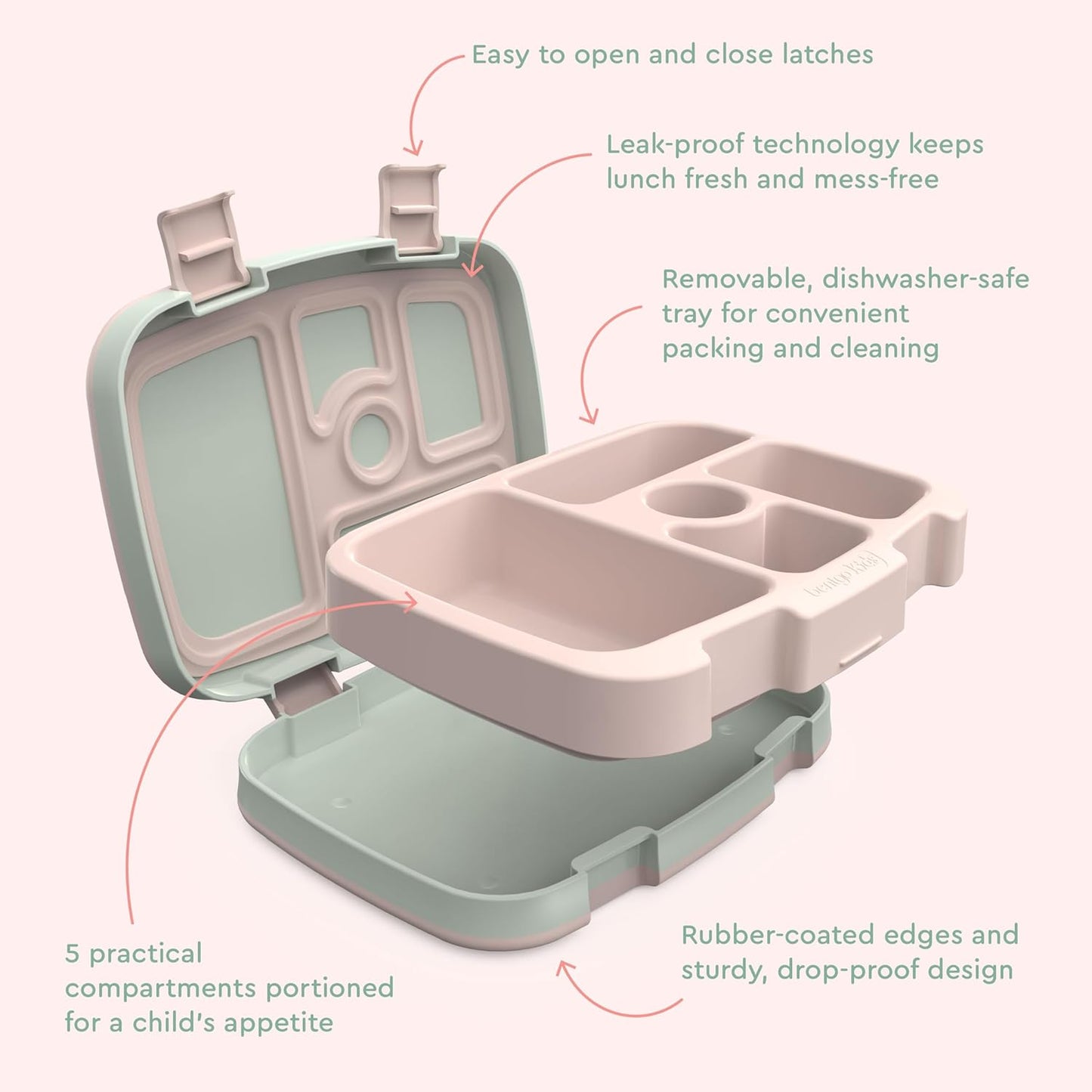 Bentgo Kids Prints (Unicorn) - Leak-Proof, 5-Compartment Bento-Style Kids Lunch Box - Ideal Portion Sizes for Ages 3 to 7 - BPA-Free and Food-Safe Materials