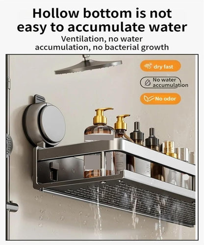 No Drill Bathroom Suction Cup Shelf, Shower Caddy Organizer for Shampoo & Soap