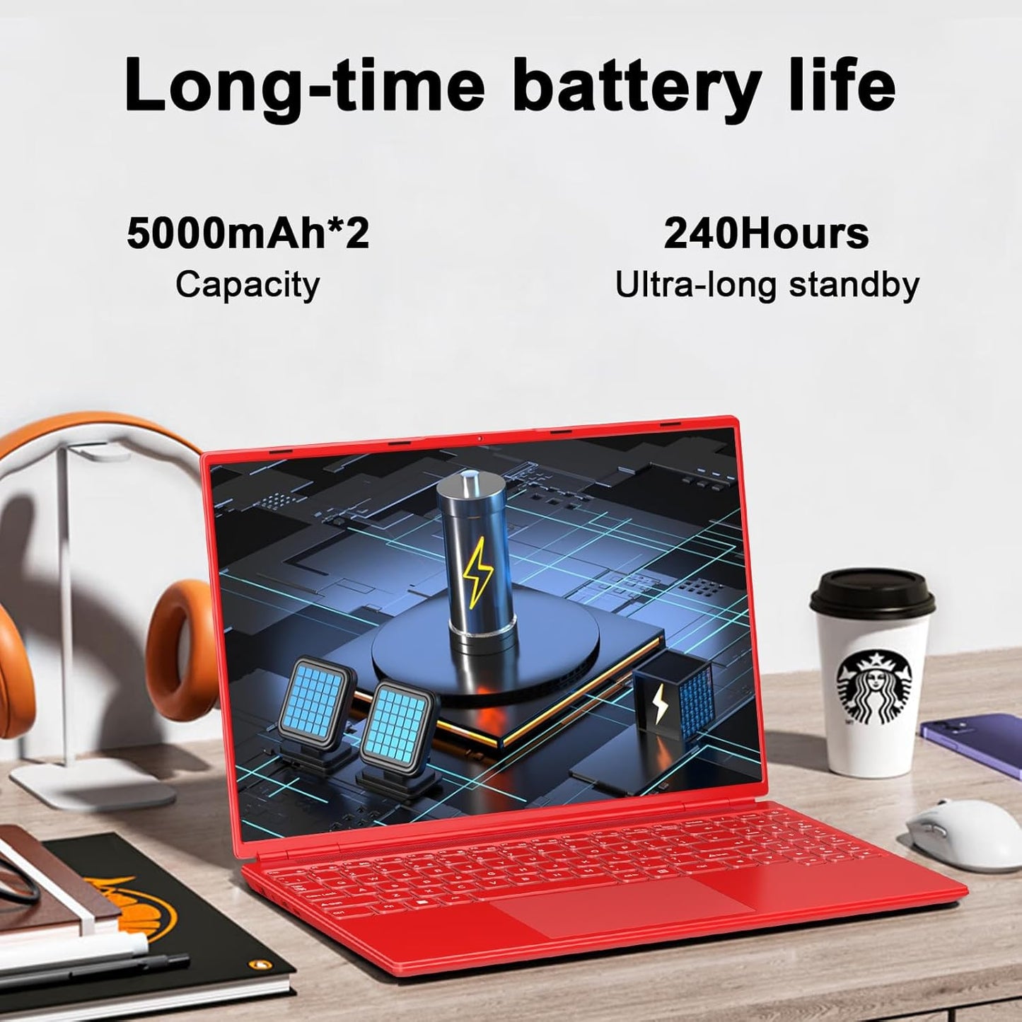 NOTODD Laptop 16" 12GB LPDDR4 512GB SSD Celeron N5095 Up to 2.9Ghz Quad-Core Win 11 PC 1920*1200 2K Screen Dual WIFI Support 2.5" HDD 1TB SSD Expand with Cooling Fan Numeric Keypad for Business-Blue