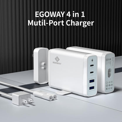 4-Port USB Charger, EGOWAY 90W Wall Charger, 60W & 18W Dual USB C Wall Charger and Dual USB A Ports 12W, Multi USB C Charger for MacBook, Phone and More