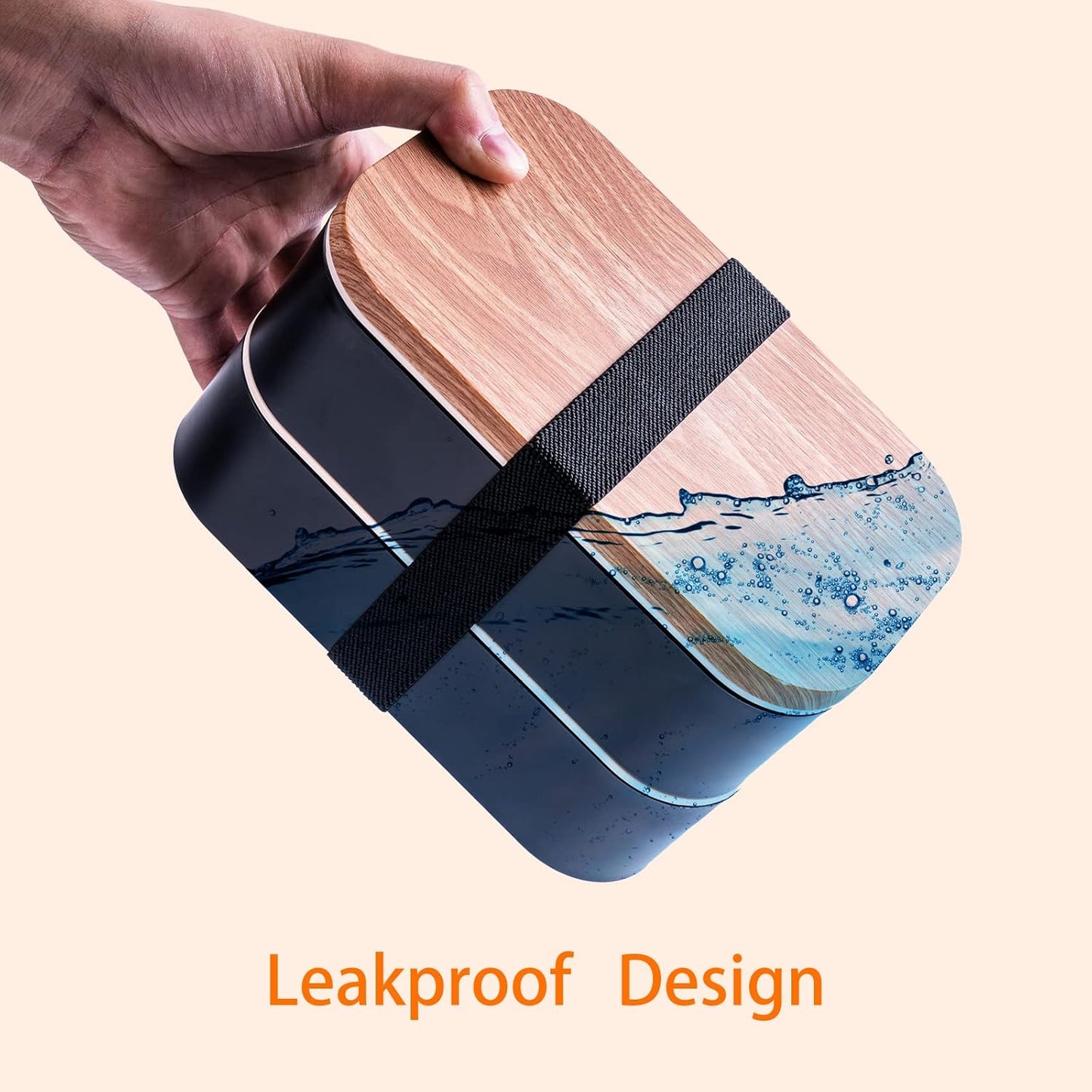 Bento Box Adult Lunch Box with Lunch Bag,Japanese Lunch Box Containers for Adult,Bento Lunch Box with Leakproof 54OZ Black (Black)