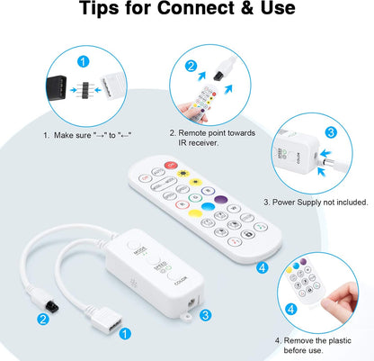 Purilite Select 2-Port RGB LED Strip Light Controller – Bluetooth App Control, Music Sync, Power Adapter Included