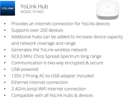 YoLink Smart Home Starter Kit: Water Sensor 4-Pack & Hub Kit - Sensor Compatible with Alexa and IFTTT, 1/4 Mile Range, Instant Remote App, Text(Limited) and Email Alert