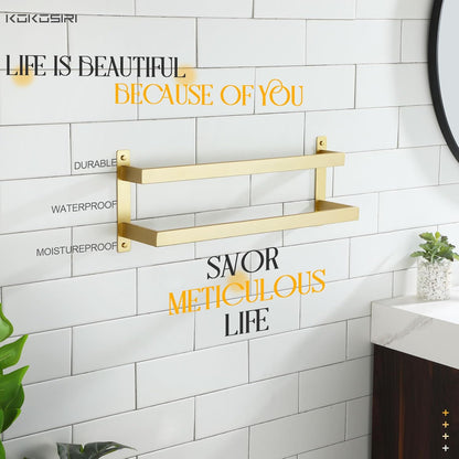 KOKOSIRI Towel Bars Black Bath Towel Holders 20 Inches Bathroom 2-Tiers Ladder Towel Rails Wall Mounted Towels Shelves Rack Stainless Steel, B5008BK-L20