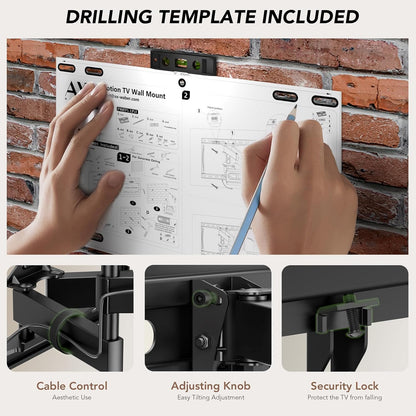 TV Wall Mount Bracket for 32-85 Inch TVs Full Motion Dual Articulating Arm with Swivel & Tilt, Max VESA 600x400mm, Supports 132 lbs for LCD/LED/OLED Flat & Curved Screens