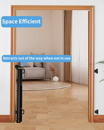 Retractable Baby Gate,Mesh Baby Gate or Mesh Dog Gate,33.6" Tall,Extends up to 55" Wide,Child Safety Gate for Doorways, Stairs, Hallways, Indoor/Outdoor (Black 33.6"x55")