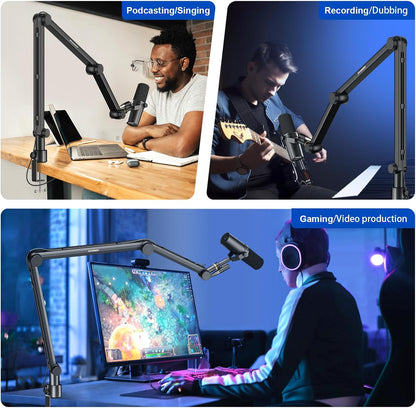 Microphone Arm,Aokeo AK-35 Microphone Desk Stand-Microphone Suspension Boom Scissor Arm Stand For Blue Yeti,Blue Snowball iCE,QuadCast,Elgato