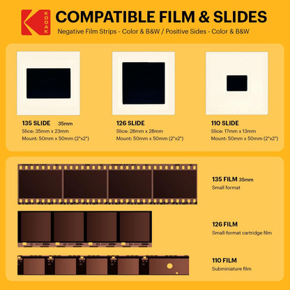 Kodak Slide N SCAN Film and Slide Scanner with Large 5” LCD Screen, Convert Color & B&W Negatives & Slides 35mm, 126, 110 Film Negatives & Slides to High Resolution 22MP JPEG Digital Photos