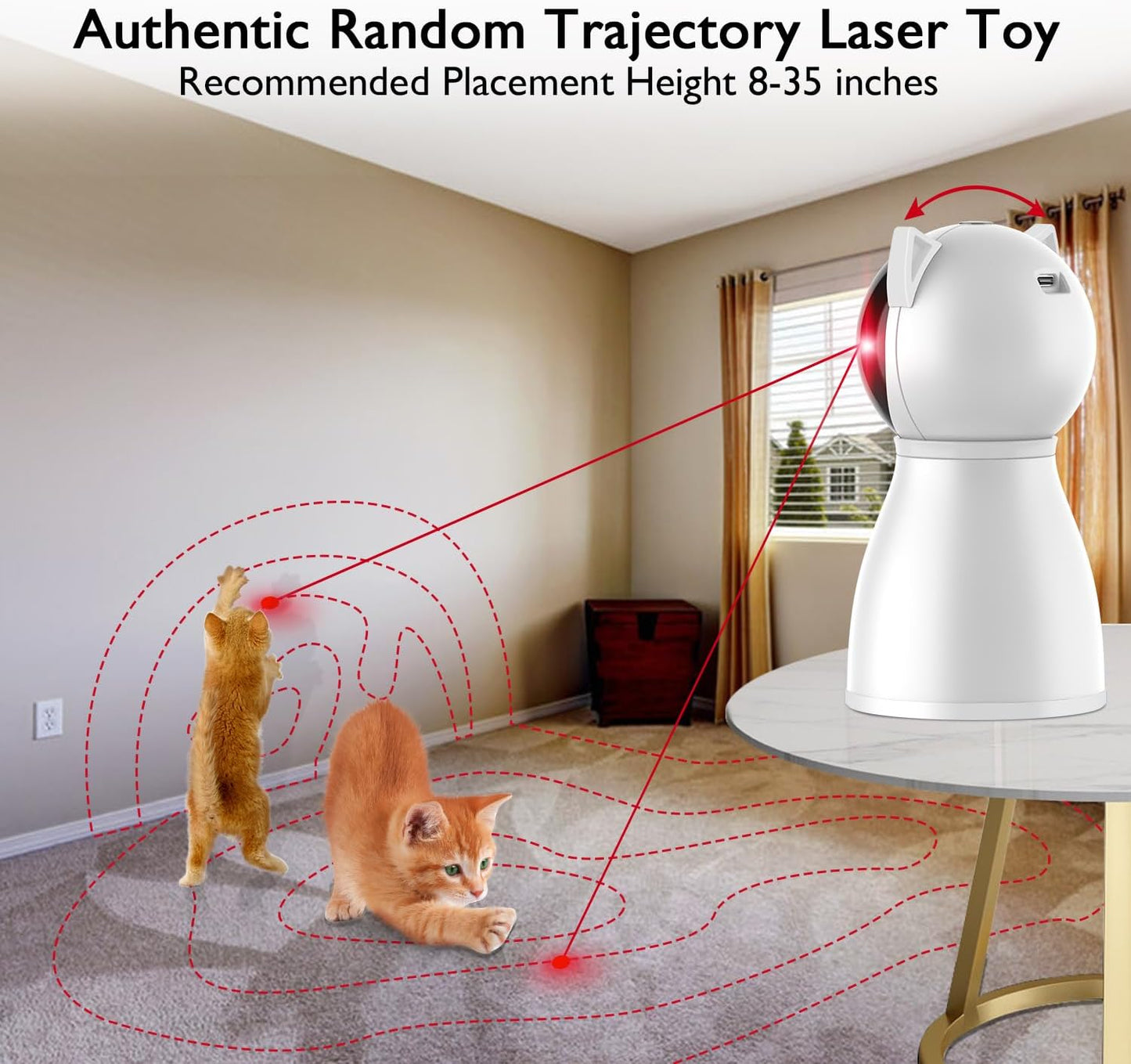 Valonii Cat Toys [2023 Newly Upgraded] Real Random Trajectory Rechargeable Motion Activated Cat Laser Toy Automatic,Interactive Cat Toys for Indoor Cats/Kitten/Dogs