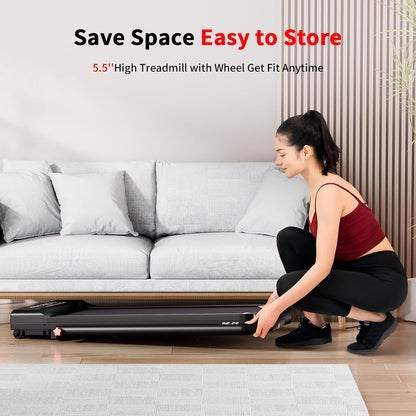 RHYTHM FUN Walking Pad Treadmill with Incline, Under Desk Treadmill with Incline, Treadmill for Home and Office, 300 Lbs Portable Treadmills with Remote Control