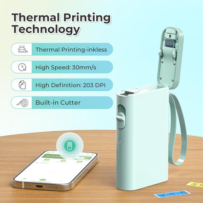 Nelko Label Maker Machine with Tape, P21 Portable Bluetooth Label Printer, Wireless Built-in Cutter Sticker Maker Mini Label Makers with Multiple Templates for School Organizing Office Home, White