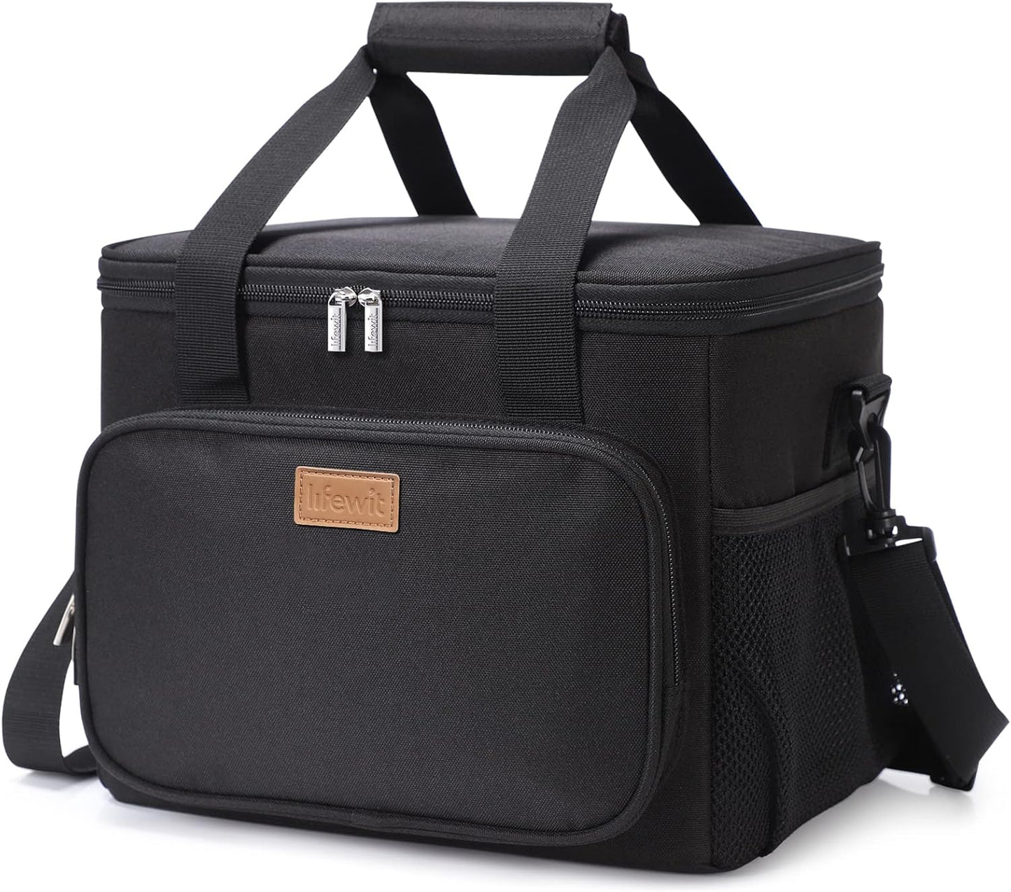 Lifewit Lunch Bag for Men, Insulated Lunch Box Leakproof Soft Cooler Cooling Tote for Adult Women, Waterproof Reusable Lunch Bags for Work Office Outdoor Picnic Camping, Black, 12-Can (9L)