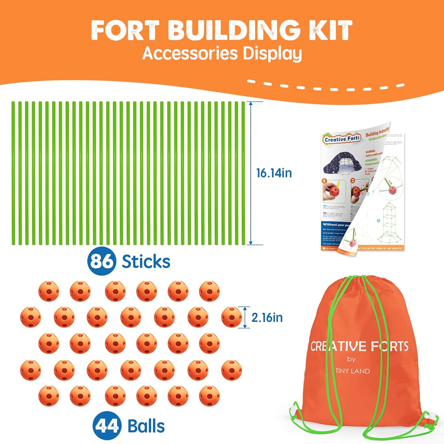 130-Piece Kids Fort Building Kit – STEM Construction Toy for Creative Play, DIY Castles, Tents, and Towers for Ages 5–8 - PuriLite