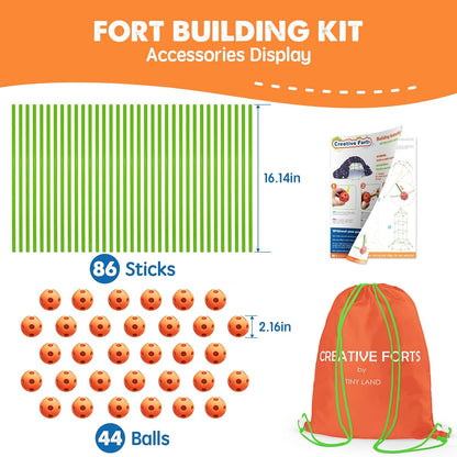 130-Piece Kids Fort Building Kit – STEM Construction Toy for Creative Play, DIY Castles, Tents, and Towers for Ages 5–8 - PuriLite