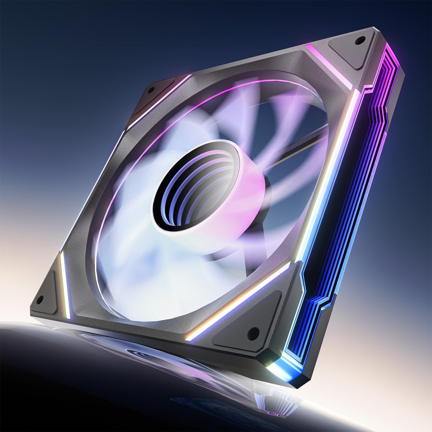 AsiaHorse AMICI-5GT RGB PC Fans, Infinity Mirror ARGB Fans HDB Bearing Fan Speeds Up to 1800 RPM with 24 LED Lights, Forward Blade Fan Compatible Motherboard Aura SYNC (Reverse Blade, 3_Pack_Black)