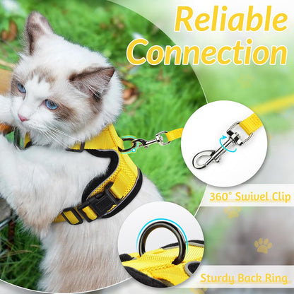 rabbitgoo Cat Harness and Leash for Walking, Escape Proof Soft Adjustable Vest Harnesses for Small Medium Cats, Easy Control Breathable Reflective Strips Jacket, XS, Black