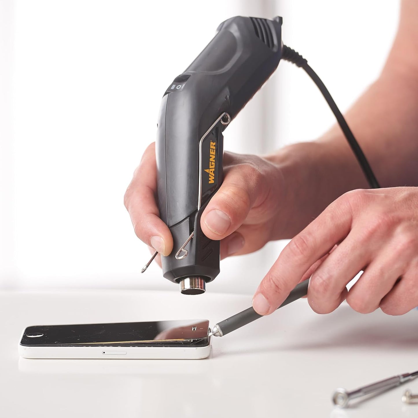 Wagner Spraytech 0503038 Redesigned HT400, Dual Temperature Hot Air Tool 680 and 450 degrees, Shrink Tubing, Embossing, Craft Projects, sticker removal Heat Gun, Basic pack