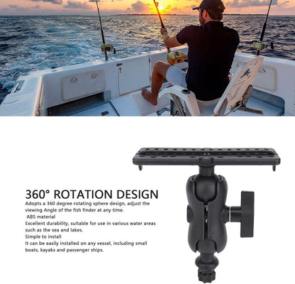Fish Finder Mount Base, 360 Degree Rotating Fish Finder Bracket Universal Marine Electronic Holder ABS Mounting Plate for Kayaks and Boats