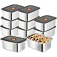10 Pack Stainless Steel Food Storage Containers with Leak-Proof Lids, 50 oz / 1500 ml Airtight Bento Lunch Box Metal Meal Prep Container Stackable & Reusable for Fruit Snack Leftovers Freezer Safe