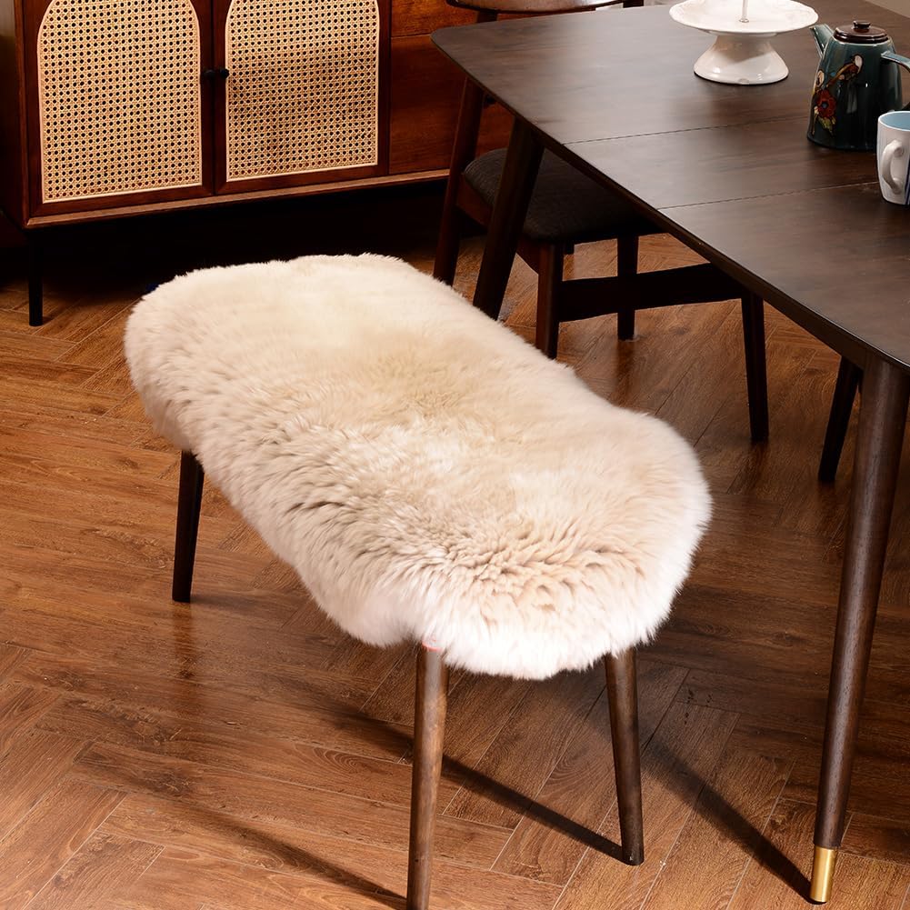 LLB Genuine Sheepskin Area Rug Wool Rug Fur Carpet Fluffy Shaggy Fur Rug for Living Room Kids Bedroom Real Sheepskin Throw Lambskin Rugs Sofa Mat Chair Seat Covers (Cream Brown, 2 x 3 ft Sheepskin)