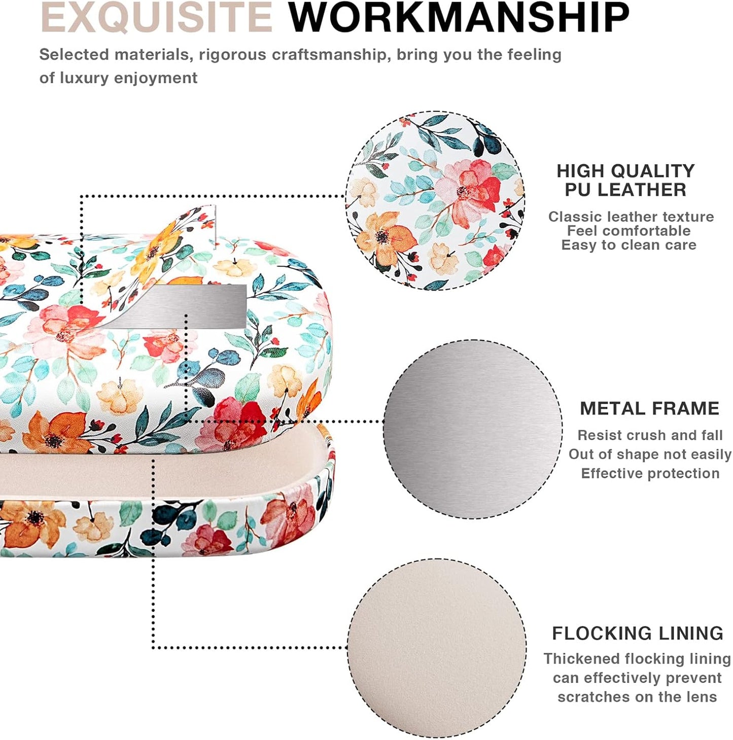 molshine Hard Shell Leather Sunglasses Case,Classic Large Glasses Case for Women Men,Sunglass Eyeglasses