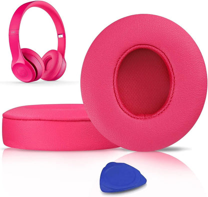 SoloWIT® Ear Pads Cushions Replacement, Earpads for Beats Solo 2 & Solo 3 Wireless On-Ear Headphones with Soft Protein Leather, Stronger Adhesive, Noise Isolation Memory Foam - Black