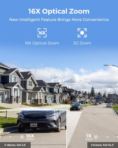 REOLINK Smart 4K/8MP UHD PTZ Dome Security Camera with16X Optical Zoom, Spotlights Color Night Vision, Person/Vehicle/Animal Detection, 2 Way Talk, 24/7 Recording, RLC-823S2