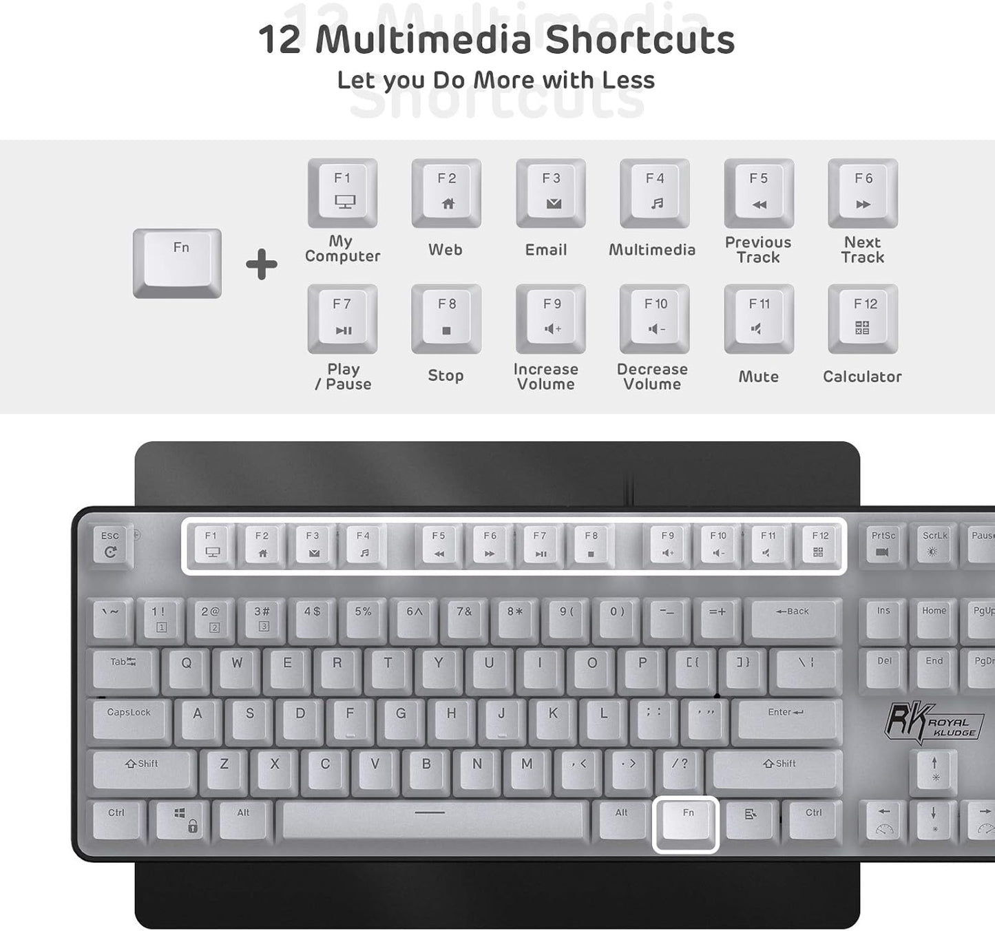 RK ROYAL KLUDGE RK920 Full Size Mechanical Keyboard, Rainbow Backlit Gaming Keyboard, 104 Keys Wired Mechanical Keyboard with Number Pad, Tactile Brown Switch