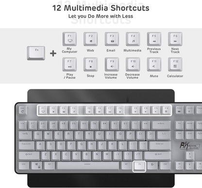 RK ROYAL KLUDGE RK920 Full Size Mechanical Keyboard, Rainbow Backlit Gaming Keyboard, 104 Keys Wired Mechanical Keyboard with Number Pad, Tactile Brown Switch